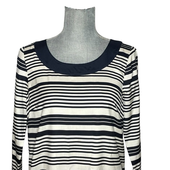 J.CREW Jules Striped Shift Dress 100% Silk Lined Navy Blue & Cream Womens SZ 12 - Picture 5 of 11